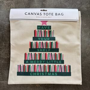 Canvas Tote Bag Reusable Book Lover Have Your Shelf a Merry Little Christmas